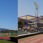 陸上競技場に新しいスタンド登場！雨の日でも問題なし！